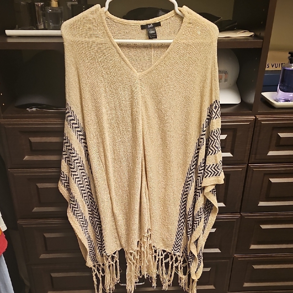 Maurices Tan and Black Chevron Poncho